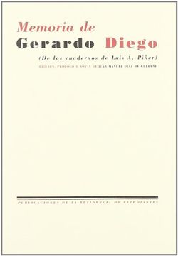 portada Memoria de Gerardo Diego: (de los Cuadernos de Luís á. Piñer)