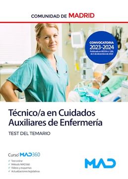 portada Tecnico/A en Cuidados Auxiliares de Enfermeria de la Comunidad Autonoma de Madrid. Test del Temario