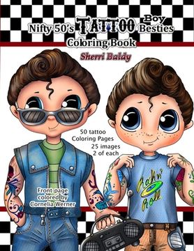 portada Nifty 50's Tattoo Boy Besties Coloring Book by Sherri Baldy