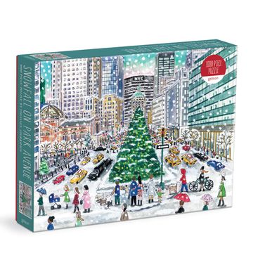 portada Michael Storrings Snowfall on Park Avenue 1000 Piece Puzzle From Galison - Perfect Holiday Puzzle for Adults, Beautifully Illustrated Winter Scene of Park Avenue, new York, fun Indoor Activity