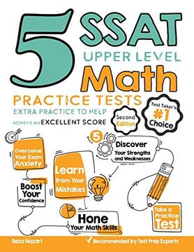 portada 5 Ssat Upper Level Math Practice Tests: Extra Practice to Help Achieve an Excellent Score (en Inglés)