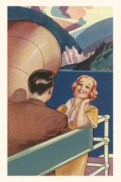 portada Vintage Journal Couple on Deck of an Ocean Liner Travel Poster (en Inglés)