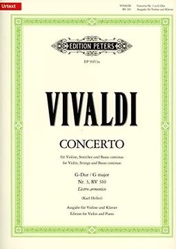 portada Konzert für Violine, Streicher und Basso Continuo G-Dur op. 3 nr. 3 rv 310 / pv 96: Ausgabe für Violine und Klavier (in German)