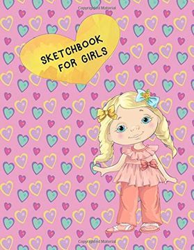 portada Sketchbook: Cute Girl Doll With Bows Drawing Book for Girls Blank Pages With Frames 