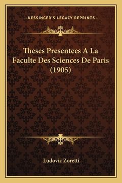 portada Theses Presentees A La Faculte Des Sciences De Paris (1905) (en Francés)
