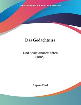 portada Das Gedachtniss: Und Seine Abnormitaten (1885) (en Alemán)