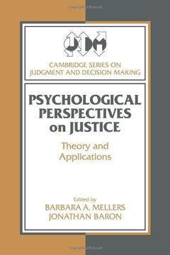 portada Psychological Perspectives on Justice: Theory and Applications (Cambridge Series on Judgment and Decision Making) (en Inglés)