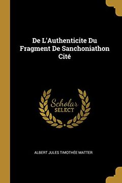 portada de l'Authenticite Du Fragment de Sanchoniathon Cité 
