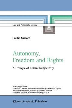 portada autonomy, freedom and rights: a critique of liberal subjectivity