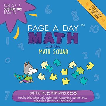 portada Page a Day Math Subtraction Book 13: Subtracting 12 from the Numbers 12-24