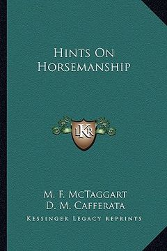 portada hints on horsemanship (en Inglés)