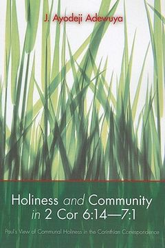 portada holiness and community in 2 cor 6:14-7:1: paul's view of communal holiness in the corinthian correspondence (in English)
