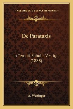portada De Parataxis: In Terenti Fabulis Vestigiis (1888) (en Latin)
