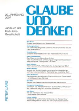 portada Glaube und Denken: Jahrbuch der Karl-Heim-Gesellschaft- 20. Jahrgang 2007 (en Alemán)