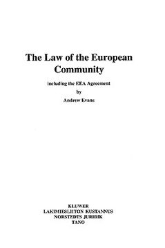 portada the law of the european community including the eea agreement (en Inglés)