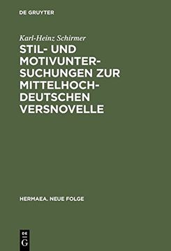 portada Stil- und Motivuntersuchungen zur mittelhochdeutschen Versnovelle (Hermaea. Neue Folge) (German Edition)