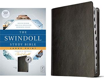 portada Nlt Swindoll Study Bible, Large Print, Black, Indexed, the (en Inglés)
