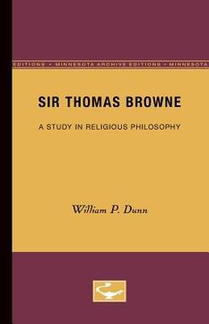 portada sir thomas browne: a study in religious philosophy (in English)