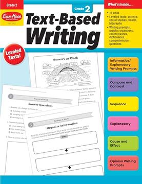 portada Evan-Moor's Text-Based Writing, Grade 2 – Homeschooling and Classroom Resource Workbook, Citing Evidence, Prompts, Leveled Texts, Informative, Compare and Contrast, Opinion, Sequence, Biography 