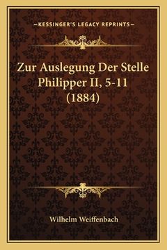 portada Zur Auslegung Der Stelle Philipper II, 5-11 (1884) (en Alemán)