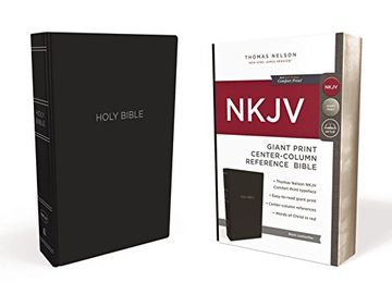 portada Nkjv, Reference Bible, Center-Column Giant Print, Leather-Look, Black, red Letter Edition, Comfort Print (en Inglés)