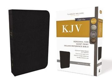 portada KJV, Deluxe Reference Bible, Personal Size Giant Print, Genuine Leather, Black, Red Letter Edition, Comfort Print (en Inglés)