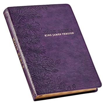 portada Kjv Holy Bible, Thinline Large Print Faux Leather red Letter Edition - Thumb Index & Ribbon Marker, King James Version, Purple Floral (in English)