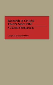 portada research in critical theory since 1965: a classified bibliography (in English)