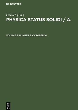 portada Physica Status Solidi / a. , Volume 7, Number 2, October 16 (en Inglés)