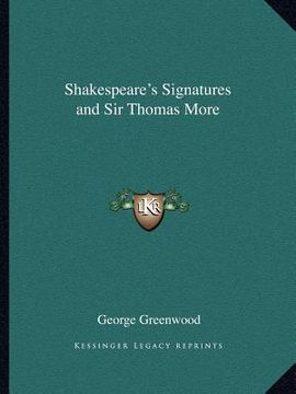 portada shakespeare's signatures and sir thomas more (in English)