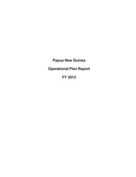 portada Papua New Guinea Operational Plan Report FY 2013 (en Inglés)