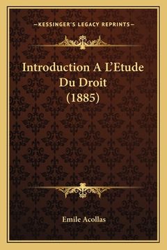 portada Introduction A L'Etude Du Droit (1885) (en Francés)