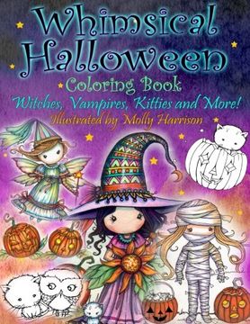 portada Whimsical Halloween Coloring Book: Witches, Vampires Kitties and More! (in English)