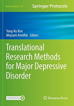 portada Translational Research Methods for Major Depressive Disorder (Neuromethods, 179) (en Inglés)