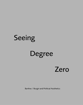 portada Seeing Degree Zero: Barthes/Burgin and Political Aesthetics (en Inglés)