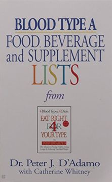 portada Blood Type a Food, Beverage and Supplement Lists (en Inglés)