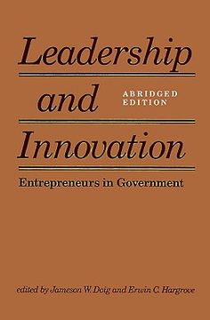 portada leadership and innovation: entrepreneurs in government (en Inglés)