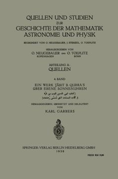 portada Ein Werk Ṯābit B. Qurra’s über Ebene Sonnenuhren (Quellen und Studien zur Geschichte der Mathematik Astronomie und Physik) (German Edition)
