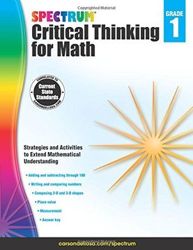 portada Spectrum Critical Thinking for Math, Grade 1 (en Inglés)