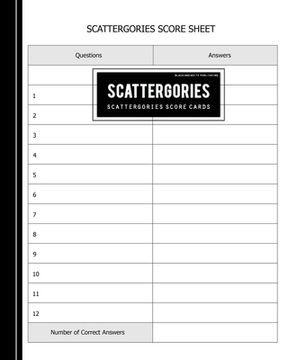 portada Black and White Publishing Scattergories Score Card: Scattergories Record Sheet Keeper for Keep Track Of Who's Ahead In Your Favorite Creative Thinkin (in English)