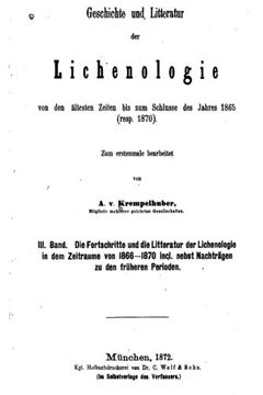 portada Geschichte und Litteratur der Lichenologie von den Ältesten Zeiten Bis zum Schlusse des Jahres 1865 (German Edition)