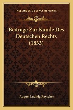 portada Beitrage Zur Kunde Des Deutschen Rechts (1833) (en Alemán)