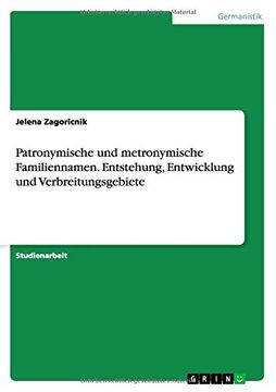 portada Patronymische und metronymische Familiennamen. Entstehung, Entwicklung und Verbreitungsgebiete