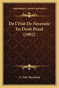 portada De L'Etat De Necessite En Droit Penal (1902) (en Francés)