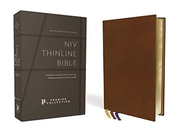 portada Niv, Thinline Bible, Premium Goatskin Leather, Brown, Premier Collection, Black Letter, art Gilded Edges, Comfort Print (in English)