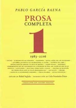 portada Prosa Completa 1 (1983-2016) (in Spanish)