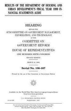 portada Results of the Department of Housing and Urban Development's fiscal year 1999 financial statements audit