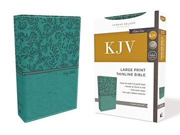 portada Kjv, Thinline Bible, Large Print, Leathersoft, Green, red Letter Edition, Comfort Print (in English)