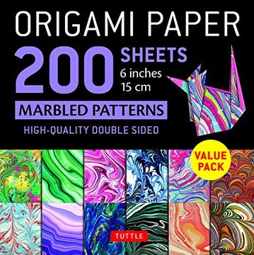portada Origami Paper 200 Sheets Marbled Patterns 6" (15 Cm): Tuttle Origami Paper: High-Quality Double Sided Origami Sheets Printed With 12 Different. (Instructions for 6 Projects Included) (en Inglés)