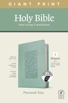 portada NLT Personal Size Giant Print Bible, Filament Enabled Edition (Red Letter, Leatherlike, Floral Frame Teal, Indexed)